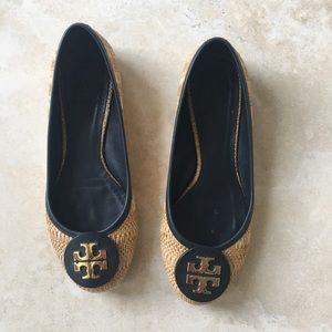 Tory Burch Raffia Straw Reva Flat